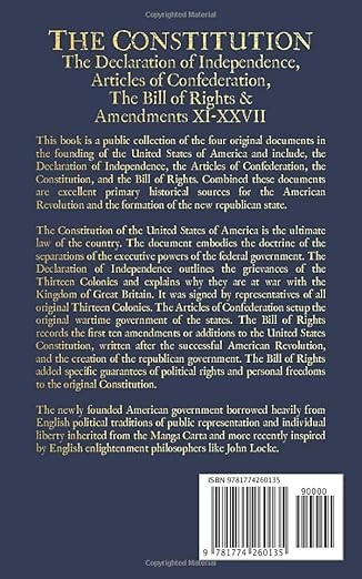 The Constitution of the United States of America: The Declaration of Independence, The Bill of Rights Paperback